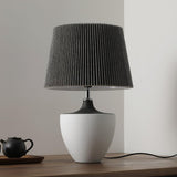 Modern Ceramic Ghassan Table Lamp with Grey Fabric Shade for Bedroom and Living Room