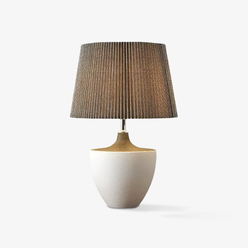 Modern Ceramic Ghassan Table Lamp with Grey Fabric Shade for Bedroom and Living Room