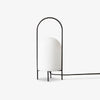 Modern Ghost Accent Table Lamp with Milk White Glass Dome and Portable Arched Metal Stand