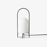 Modern Ghost Accent Table Lamp with Milk White Glass Dome and Portable Arched Metal Stand