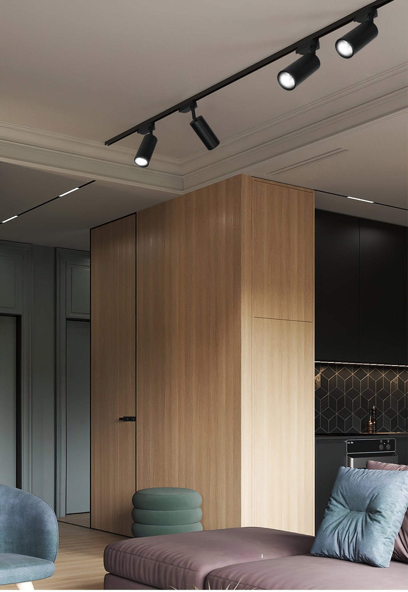 Modern Adjustable LED Linear Rail Track Light for Kitchen and Workspace Lighting