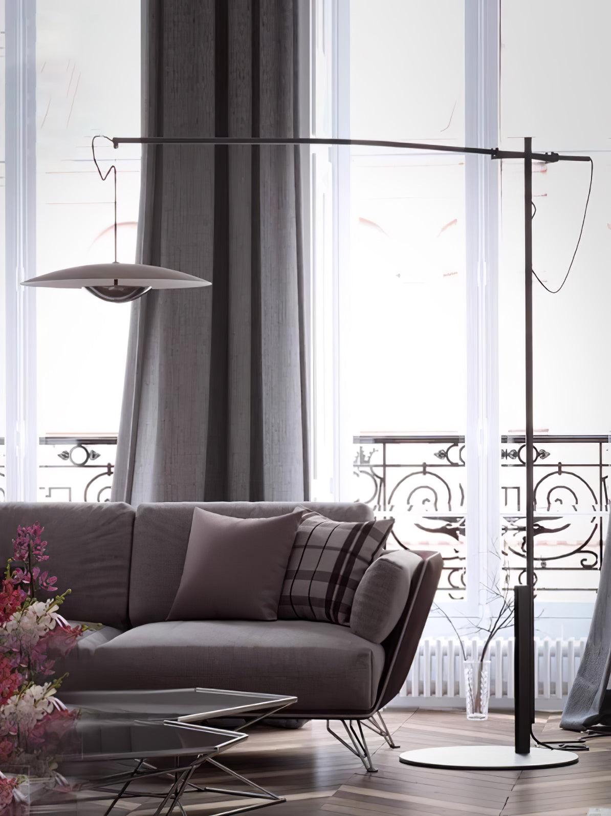Modern Adjustable LED Floor Lamp with Directional Suspension and Aluminum Frame