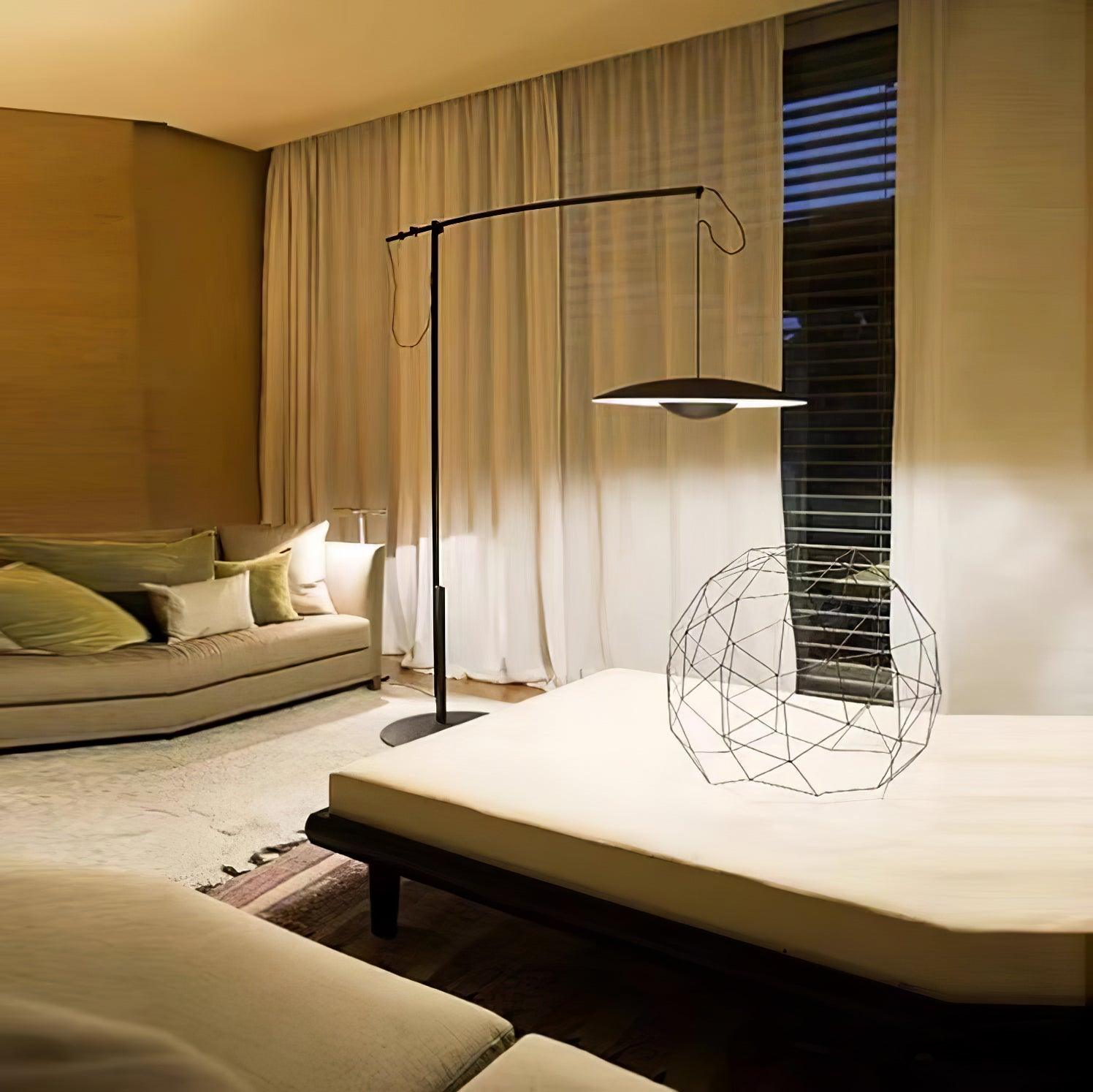 Modern Adjustable LED Floor Lamp with Directional Suspension and Aluminum Frame