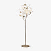Luxury Porcelain Ginkgo Leaf Accent Standing Floor Lamp in Gold Finish