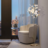 Luxury Porcelain Ginkgo Leaf Accent Standing Floor Lamp in Gold Finish