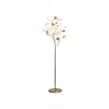 Luxury Porcelain Ginkgo Leaf Accent Standing Floor Lamp in Gold Finish