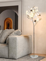 Luxury Porcelain Ginkgo Leaf Accent Standing Floor Lamp in Gold Finish