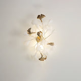 Elegant Gold and White Ginkgo Leaf Wall Sconce Indoor Ceramic Accent Lighting