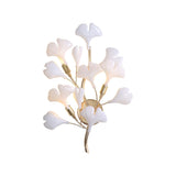 Elegant Gold and White Ginkgo Leaf Wall Sconce Indoor Ceramic Accent Lighting