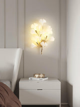 Elegant Gold and White Ginkgo Leaf Wall Sconce Indoor Ceramic Accent Lighting