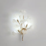 Elegant Gold and White Ginkgo Leaf Wall Sconce Indoor Ceramic Accent Lighting