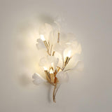 Elegant Gold and White Ginkgo Leaf Wall Sconce Indoor Ceramic Accent Lighting