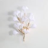 Elegant Gold and White Ginkgo Leaf Wall Sconce Indoor Ceramic Accent Lighting
