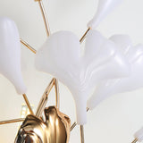Elegant Gold and White Ginkgo Leaf Wall Sconce Indoor Ceramic Accent Lighting