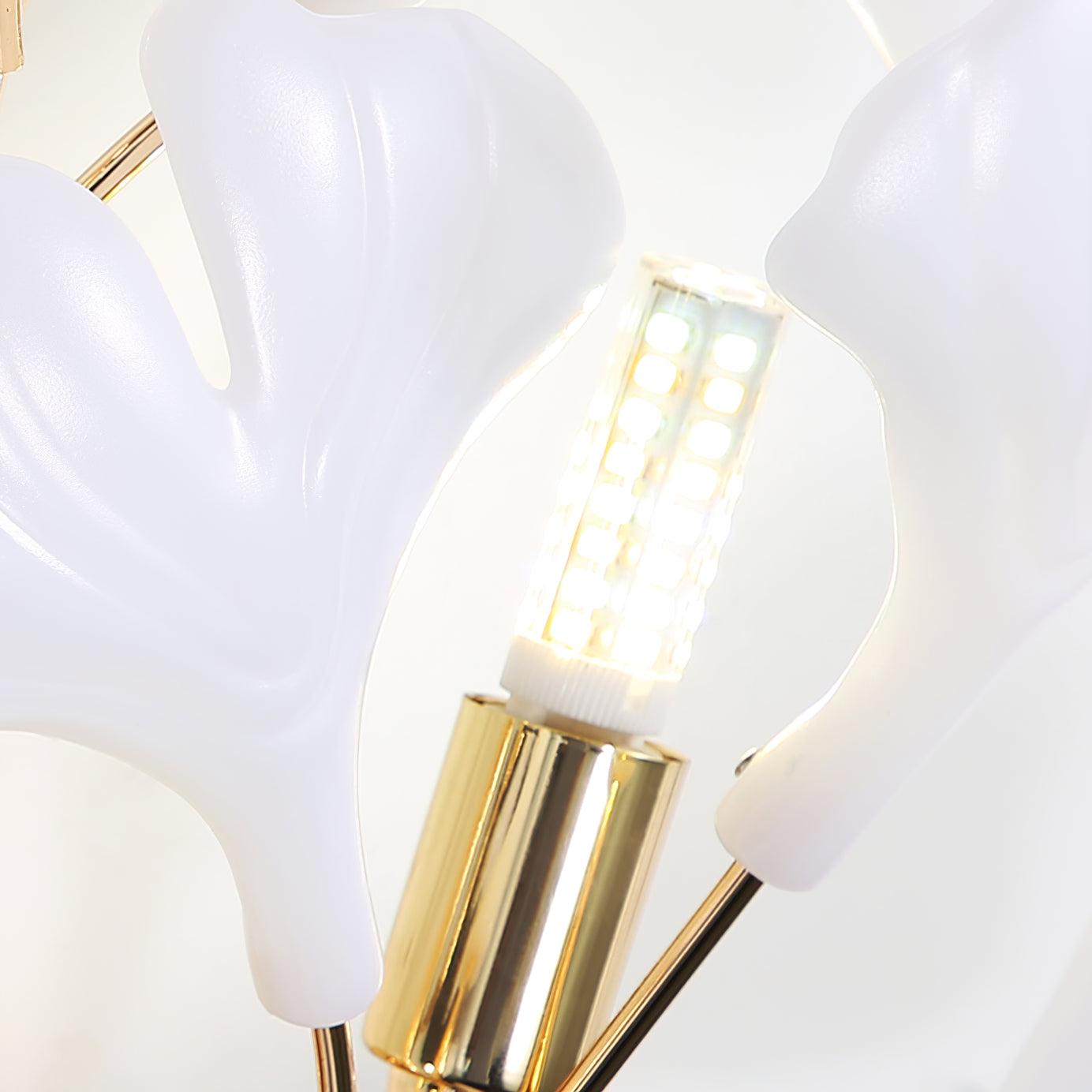 Elegant Gold and White Ginkgo Leaf Wall Sconce Indoor Ceramic Accent Lighting