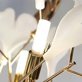 Luxury Porcelain Ginkgo Leaf Accent Standing Floor Lamp in Gold Finish
