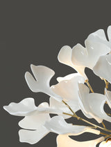 Modern Gold Ginkgo Leaf Flush Mount Ceiling Light with White Ceramic Accents