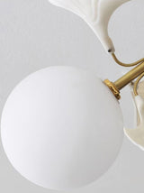 Modern Ginkgo Branch Glass Globe Ceiling Light Gold Semi Flush Mount Chandelier