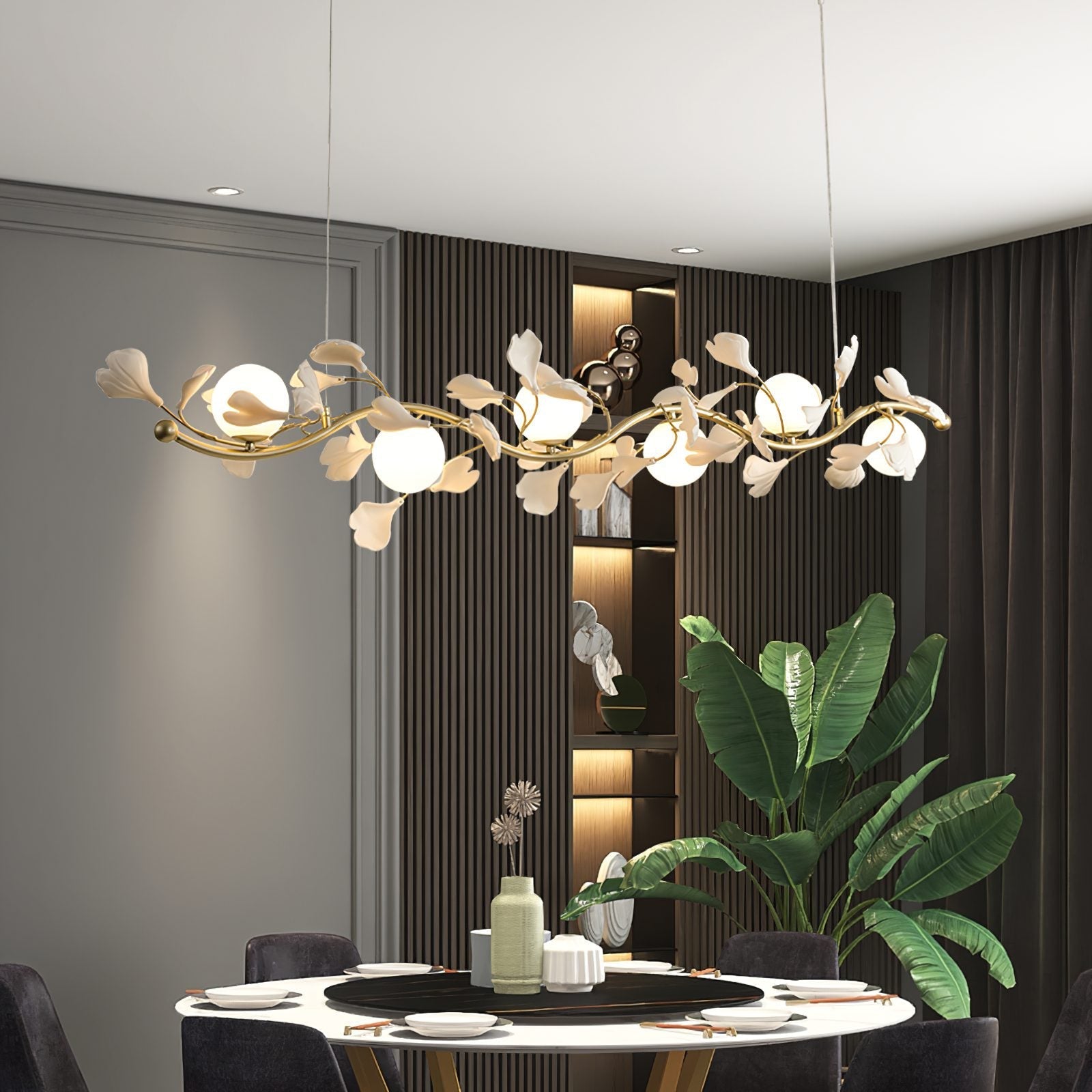 luxury-ginkgo-leaf-linear-chandelier-gold-metal-bar-light-with-white-ceramic-petal-shades