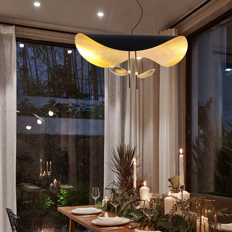 Modern Minimalist Giorgio Curving Disc LED Pendant Light with Adjustable Hanging Height