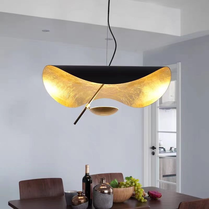 Modern Minimalist Giorgio Curving Disc LED Pendant Light with Adjustable Hanging Height