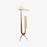 Modern Giraffe Torchiere Floor Lamp Walnut and Stainless Steel Standing Light with White Shade