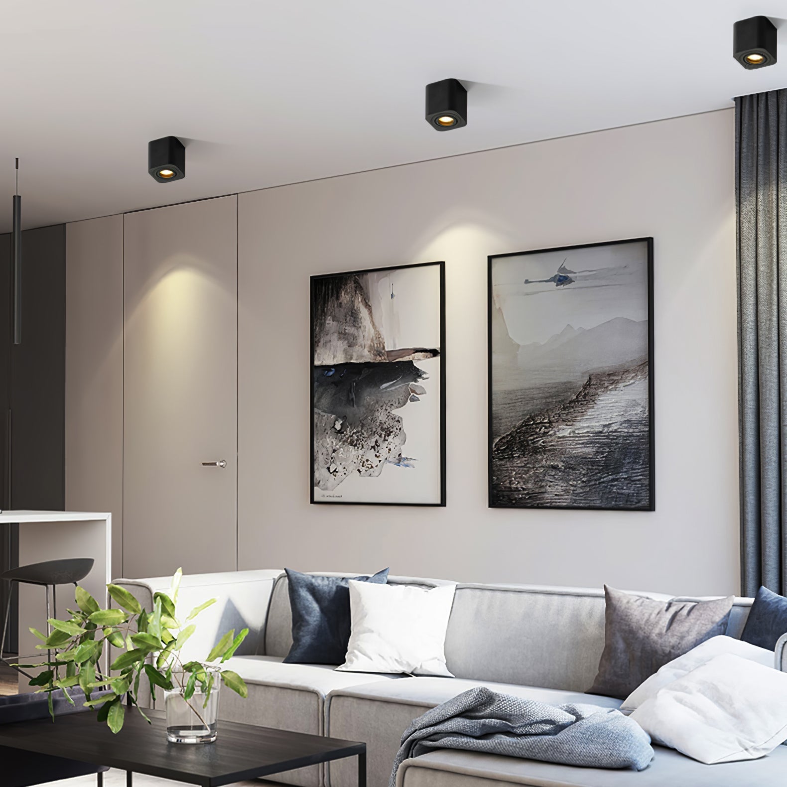 Modern Square LED Surface Mounted Spotlight Steel Flush Mount Ceiling Light for Living Room Shop