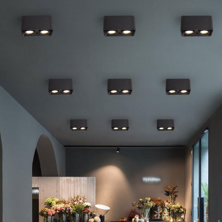 Modern Square LED Surface Mounted Spotlight Steel Flush Mount Ceiling Light for Living Room Shop