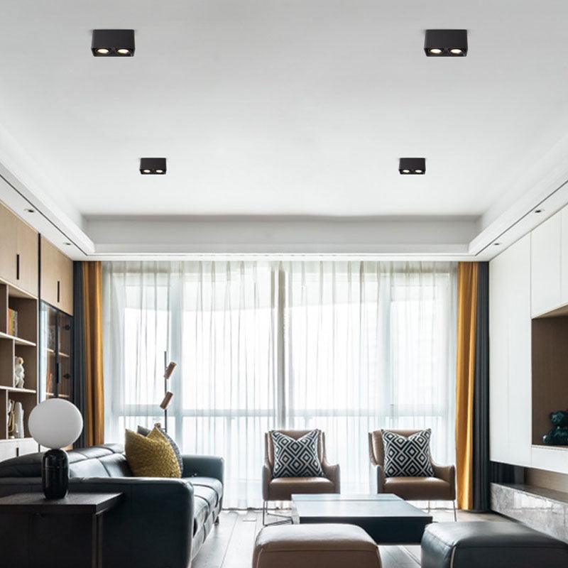 Modern Square LED Surface Mounted Spotlight Steel Flush Mount Ceiling Light for Living Room Shop
