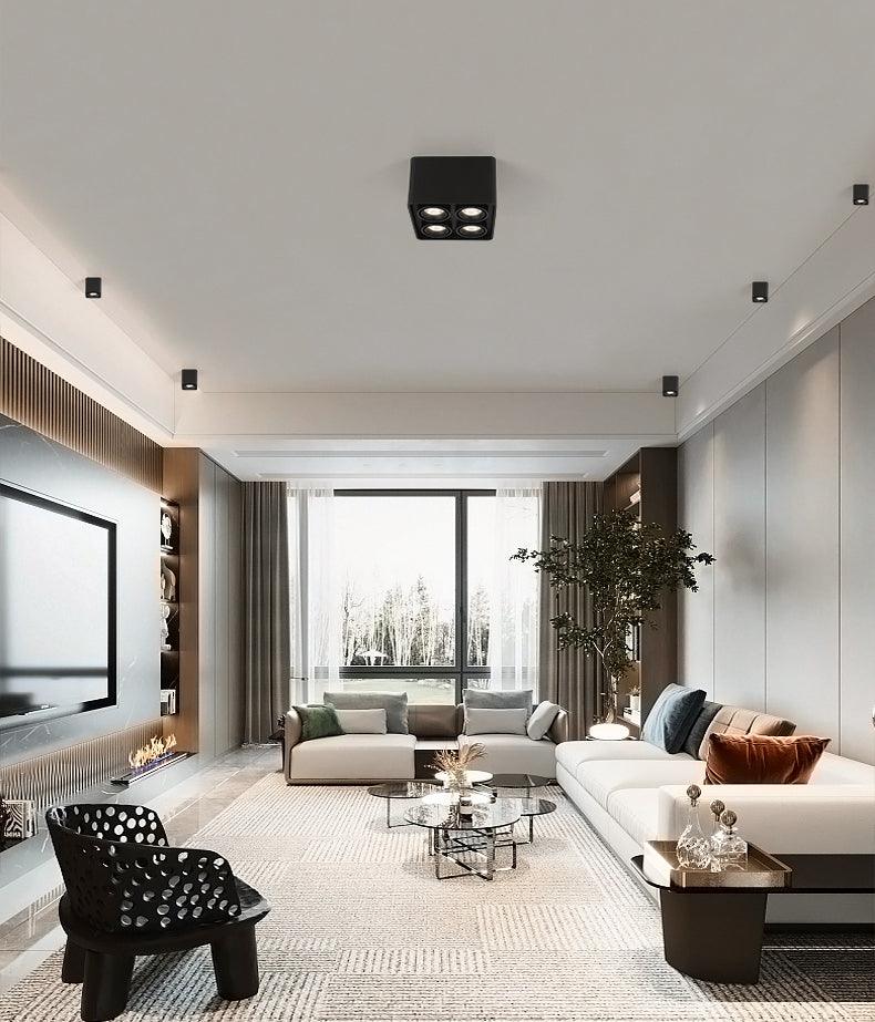 Modern Square LED Surface Mounted Spotlight Steel Flush Mount Ceiling Light for Living Room Shop