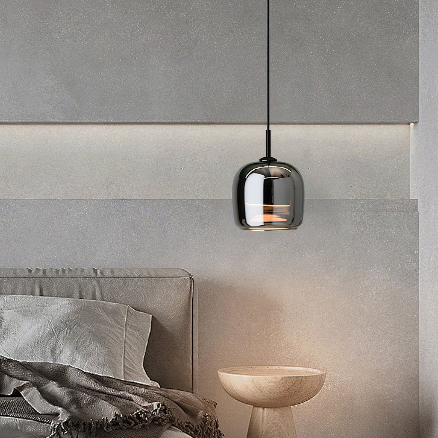 modern-smoke-gray-glass-drum-pendant-light-with-3-color-changing-led-technology