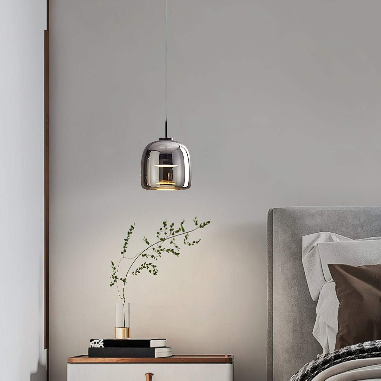 modern-smoke-gray-glass-drum-pendant-light-with-3-color-changing-led-technology