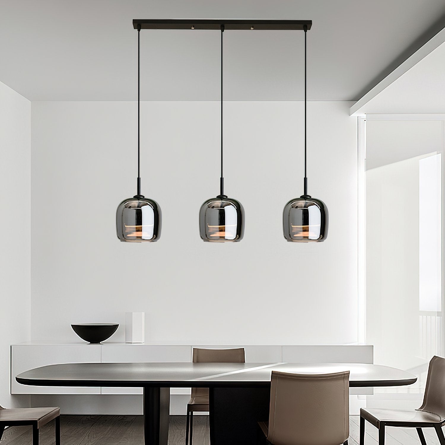 modern-smoke-gray-glass-drum-pendant-light-with-3-color-changing-led-technology