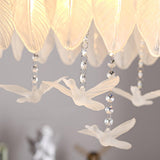 Modern Opaque Glass Feather Flush Mount Ceiling Light with Copper Plated Frame