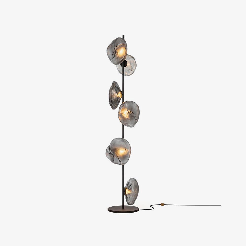 Elegant Handcrafted Glass Petal Standing Floor Lamp with Modern Melt Lava Effect Shades