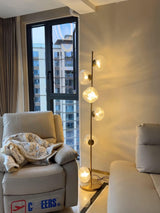 Elegant Handcrafted Glass Petal Standing Floor Lamp with Modern Melt Lava Effect Shades