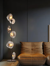 Elegant Handcrafted Glass Petal Standing Floor Lamp with Modern Melt Lava Effect Shades