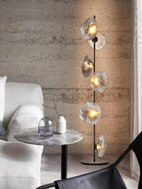 Elegant Handcrafted Glass Petal Standing Floor Lamp with Modern Melt Lava Effect Shades
