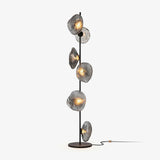 Elegant Handcrafted Glass Petal Standing Floor Lamp with Modern Melt Lava Effect Shades