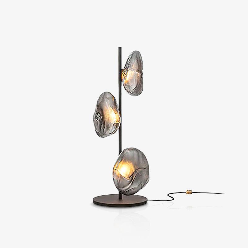 Modern Handcrafted Glass Petal Table Lamp with Melted Lava Shade Design