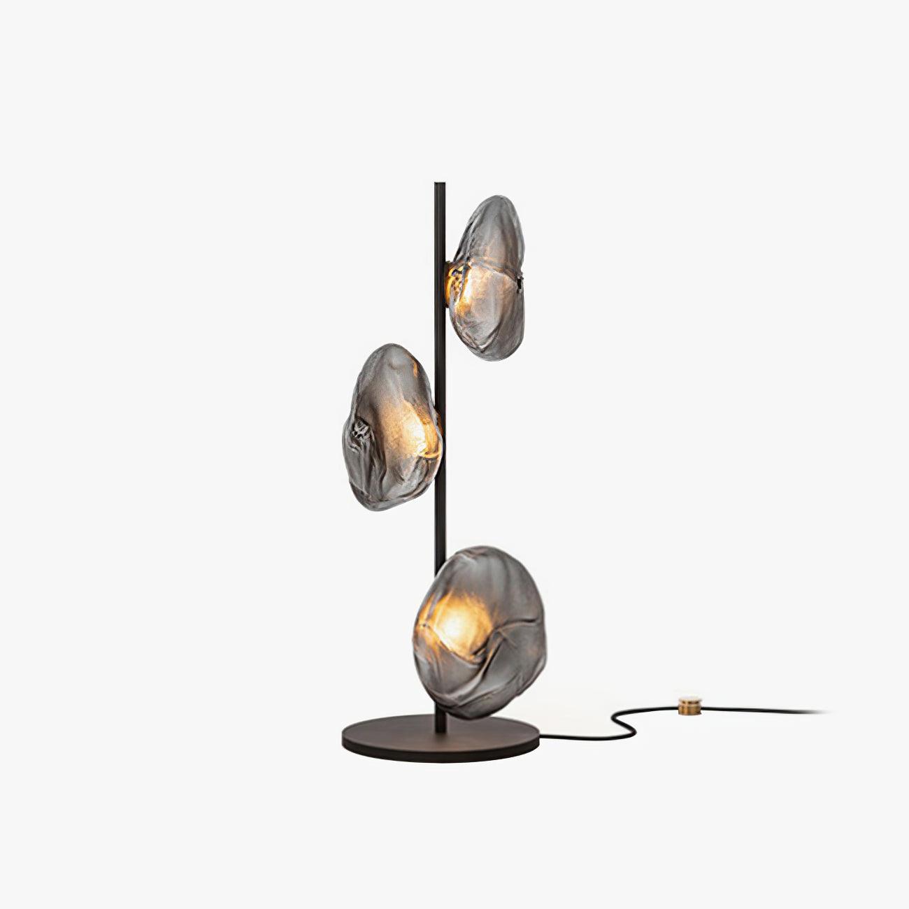 Modern Handcrafted Glass Petal Table Lamp with Melted Lava Shade Design