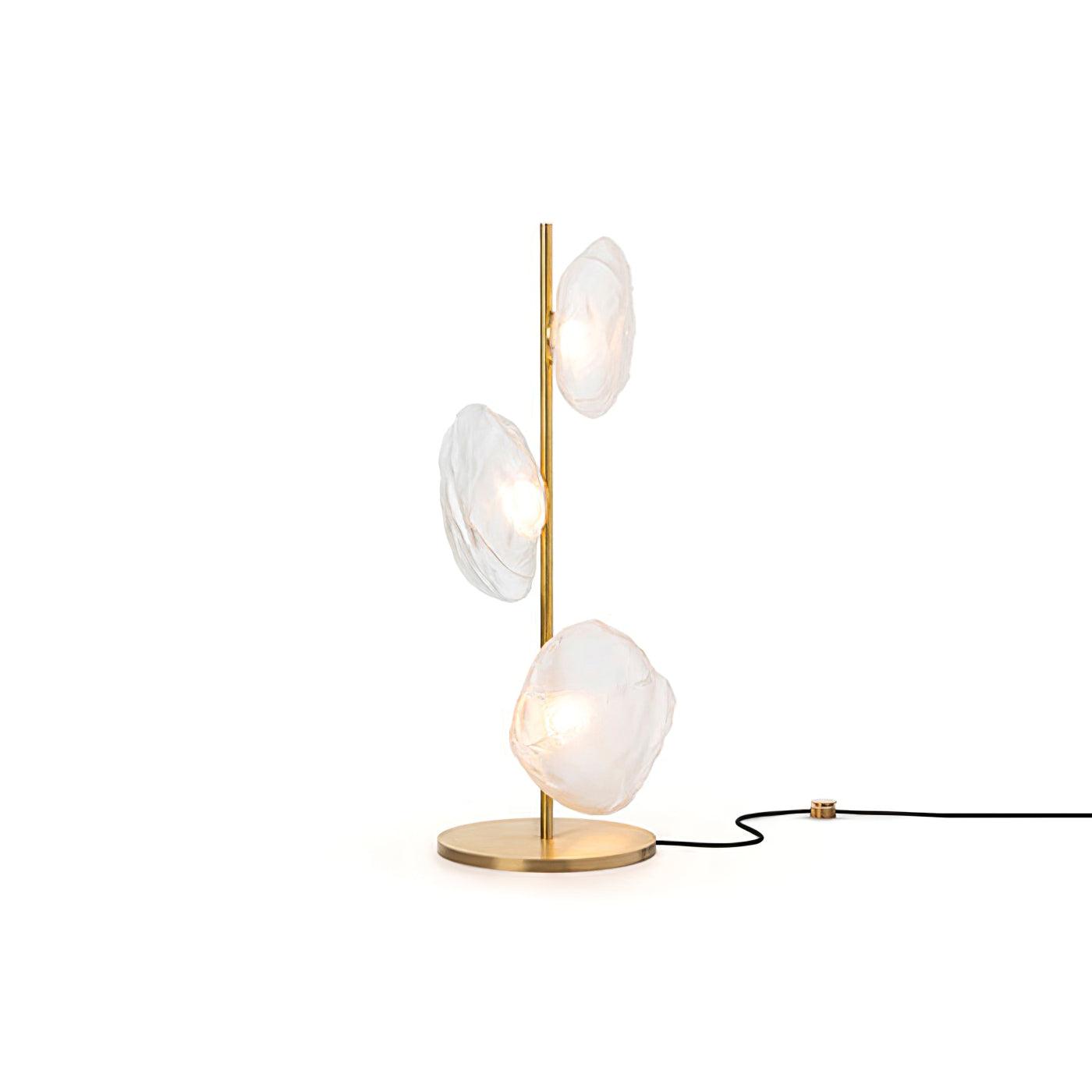 Modern Handcrafted Glass Petal Table Lamp with Melted Lava Shade Design
