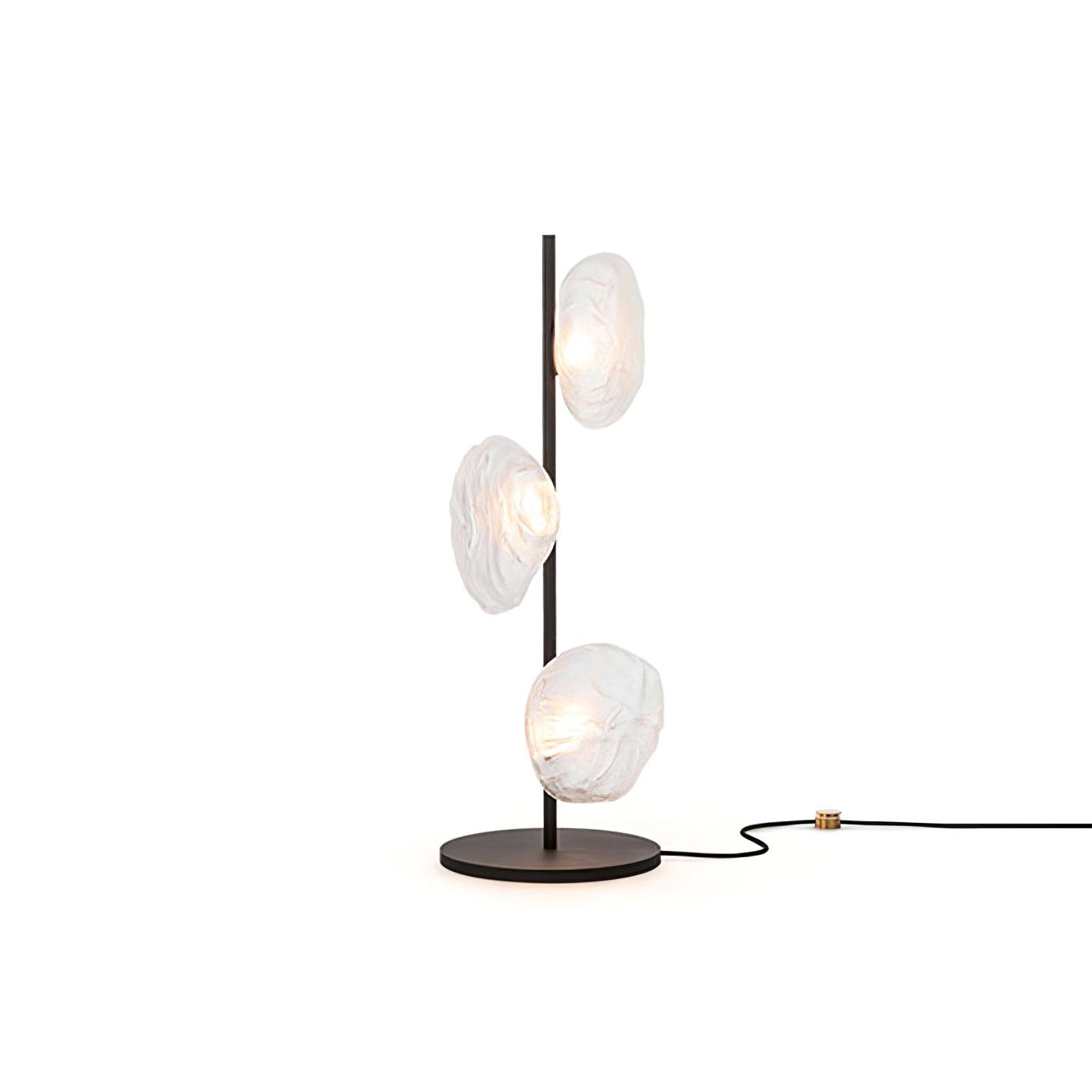 Modern Handcrafted Glass Petal Table Lamp with Melted Lava Shade Design