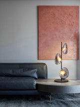 Modern Handcrafted Glass Petal Table Lamp with Melted Lava Shade Design