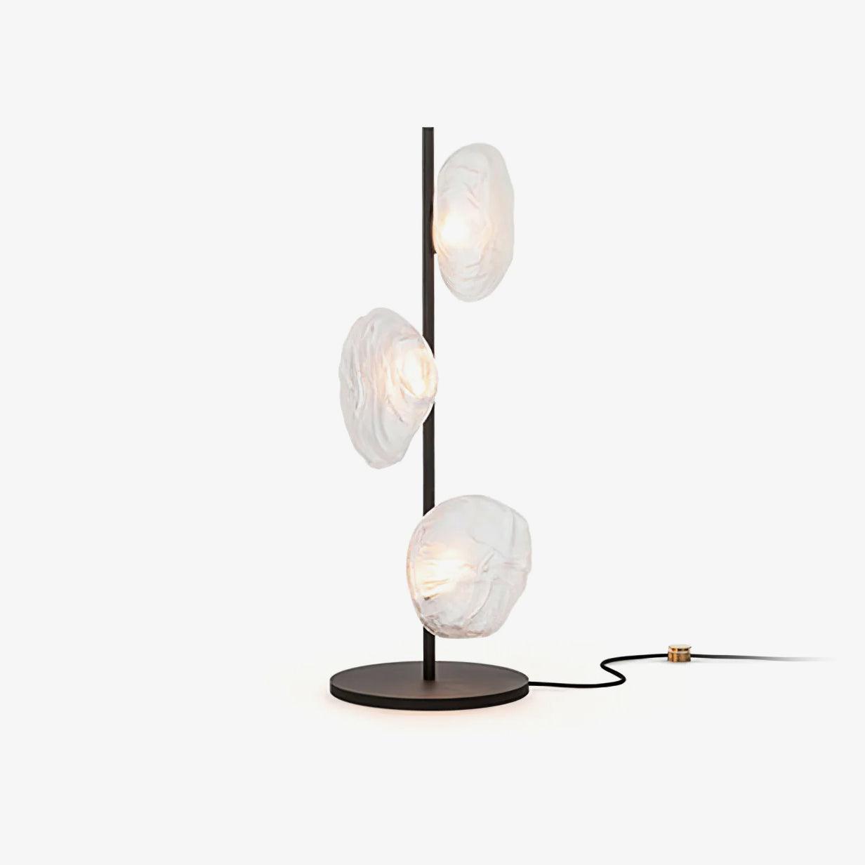 Modern Handcrafted Glass Petal Table Lamp with Melted Lava Shade Design