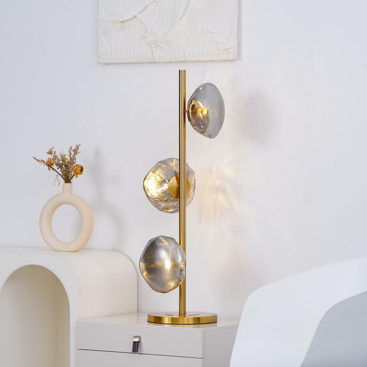 Modern Handcrafted Glass Petal Table Lamp with Melted Lava Shade Design