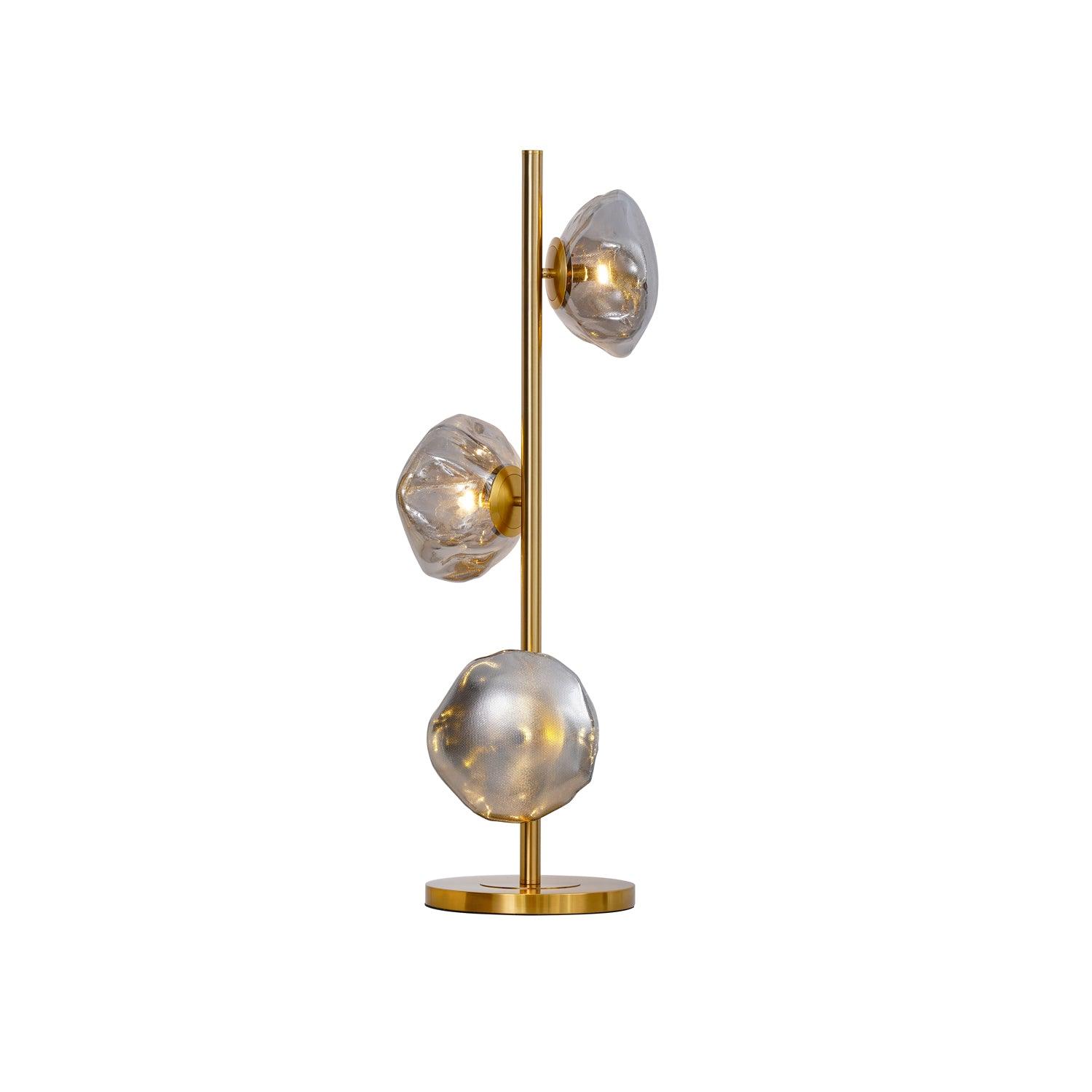 Modern Handcrafted Glass Petal Table Lamp with Melted Lava Shade Design