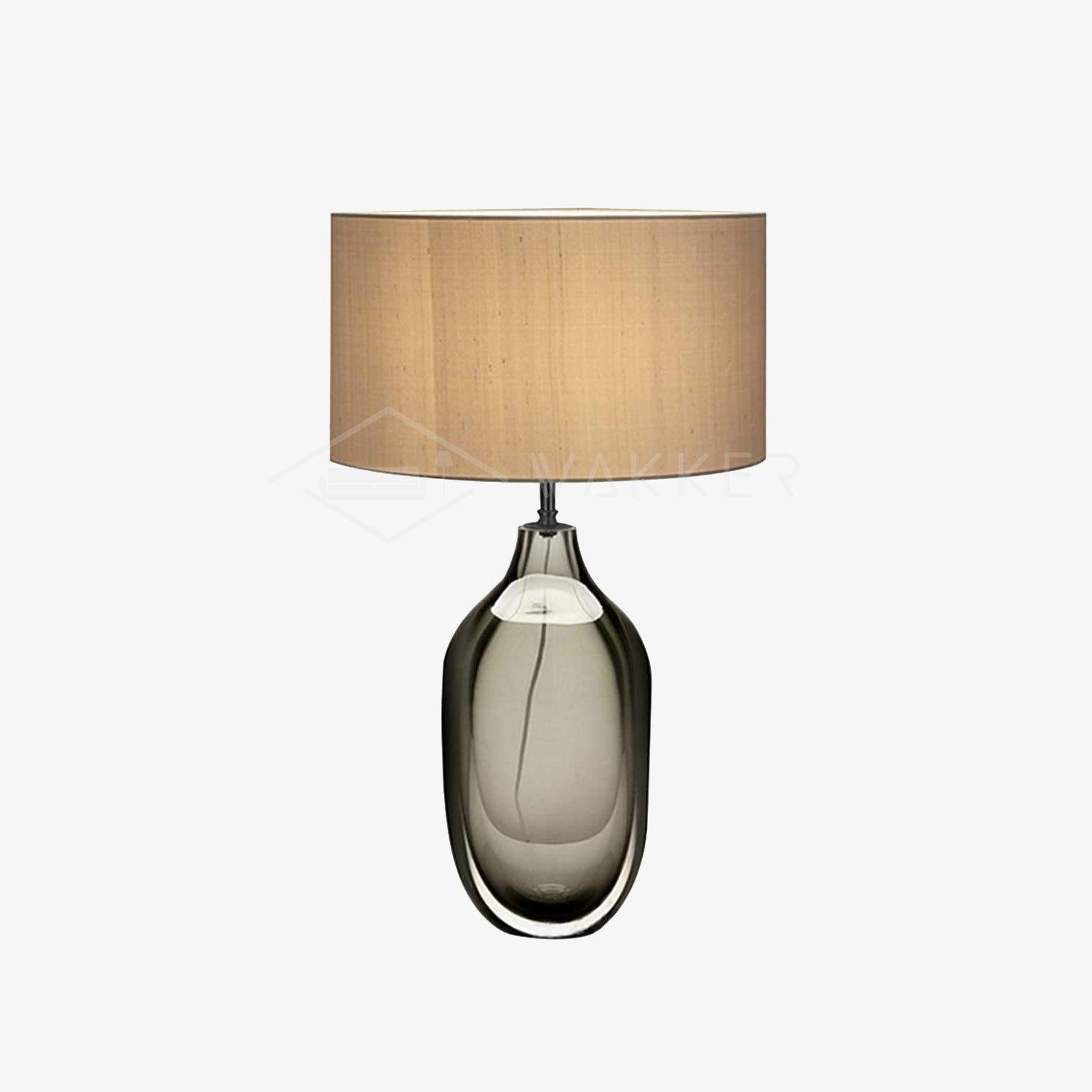 Luxury Smoky Glazed Crystal Table Lamp with Fabric Shade for Elegant Bedroom Lighting