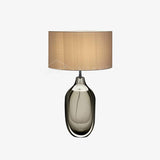 Luxury Smoky Glazed Crystal Table Lamp with Fabric Shade for Elegant Bedroom Lighting