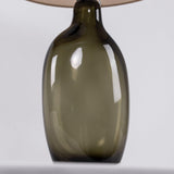 Luxury Smoky Glazed Crystal Table Lamp with Fabric Shade for Elegant Bedroom Lighting